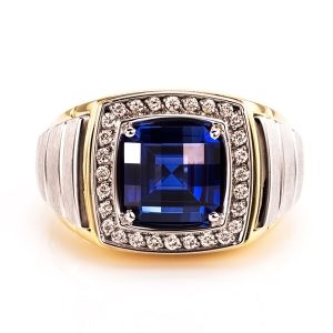 blue sapphire diamond ring