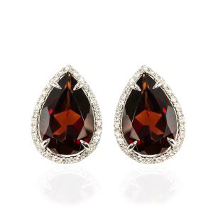 garnet diamond earrings