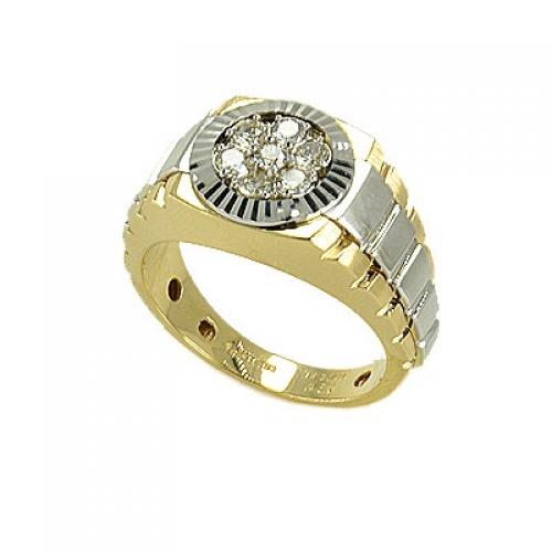 1.50 Carat Men Round Diamond Rolex Ring 18K Yellow Gold