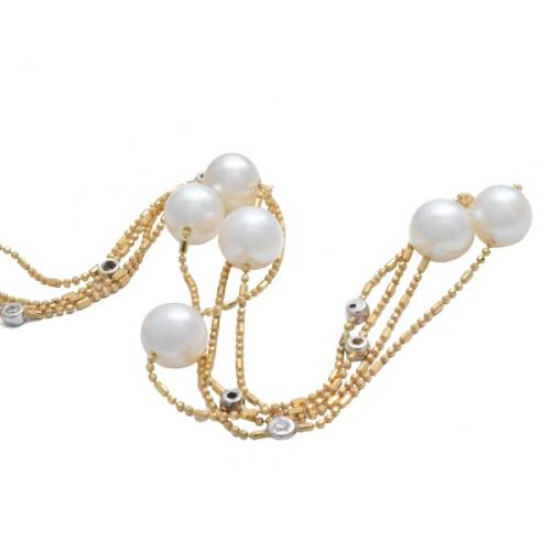 Diamond and sales pearl necklace set