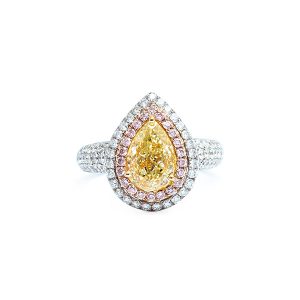 pear shape yellow diamond ring