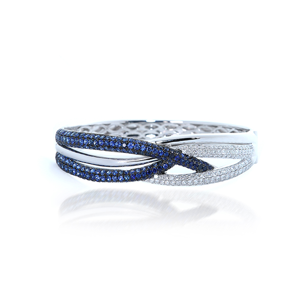 Love in Sapphire Diamond Bangle- B20046 | Diamonds Dubai