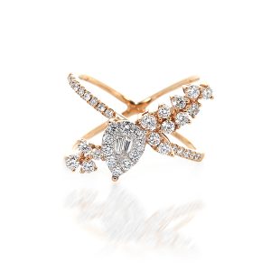 Unique rose gold diamond ring