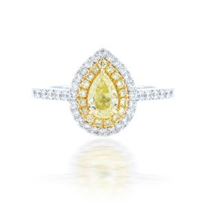 Fancy Pear Shape Yellow Diamond Ring