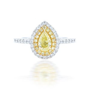 Fancy Pear Shape Yellow Diamond Ring