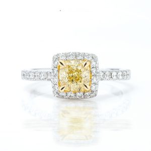 Cushion Yellow Diamond Ring