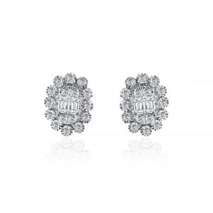 oval cluster diamond earrings