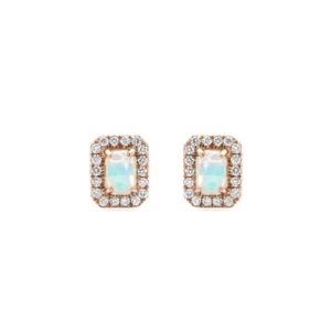 Emerald Cut Opal Earrings