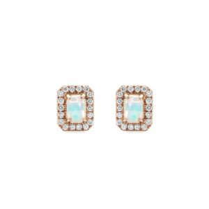 Emerald Cut Opal Earrings