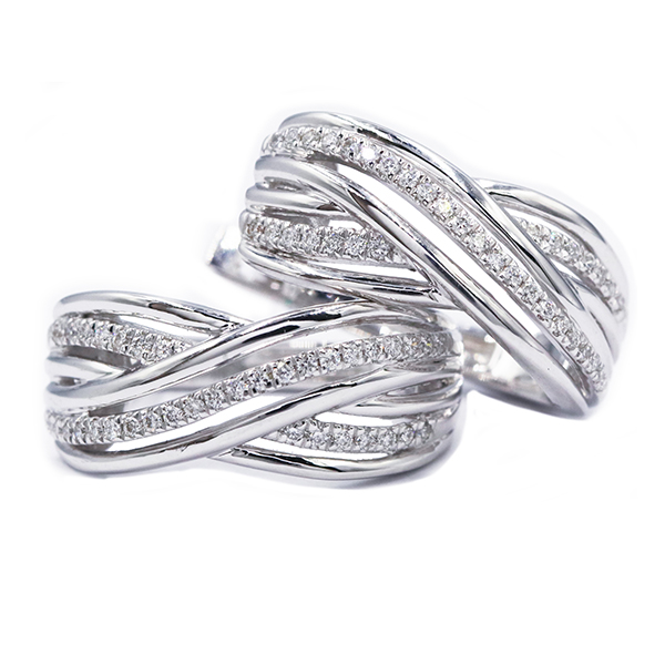 White Gold Hoop Earrings B23700 Diamonds Dubai