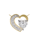 Gold heart pendant with a large central heart-shaped diamond and a row of smaller diamonds along the left curve